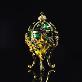 Qifu Metalo Rankdarbių Mažas Faberge Kiaušinis Papuošalų Dėžutė Namų Dekoro
