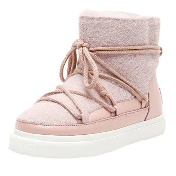 Aukštos kokybės šiltas vilnos sniego batai plius dydis 34-42 2020 m. žiemos batų mados moterų butai bateliai rožinės abrikosų black batai