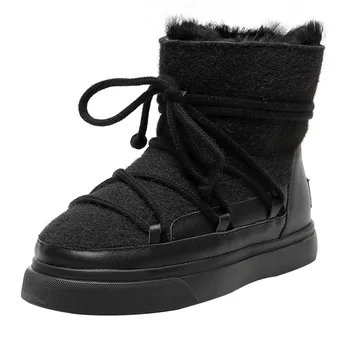 Aukštos kokybės šiltas vilnos sniego batai plius dydis 34-42 2020 m. žiemos batų mados moterų butai bateliai rožinės abrikosų black batai