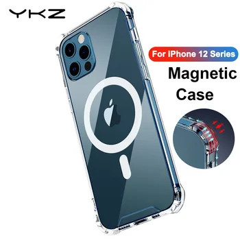 YKZ Magsafing Atveju iPhone 12 belaidis Kroviklis Apsaugos Atveju iPhone 12 Pro Max Mini Belaidis Kroviklis Skaidri Plona