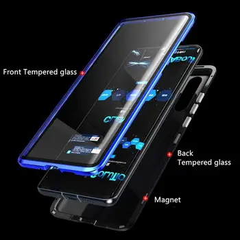 Magnetinio Atveju, Huawei 30 P20 Mate 30 20 Pro Lite Padengti Grūdinto Stiklo Metalo Bylą dėl Garbės 20 10 lite Peržiūrėti 30 20 V30 8X 9X