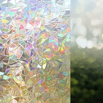 1 Vnt 3D Statinio Privatumo Lango Stiklo Plėvelė, Dekoratyvinis Lipdukas Tamsintas Anti UV lipnios Rainbow Poveikis Lipdukai Namų Dekoro
