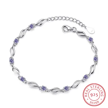 925 sterlingas sidabro papuošalai apyrankė aukštos kokybės retro mados moteris violetinė crystal keturių šakės 