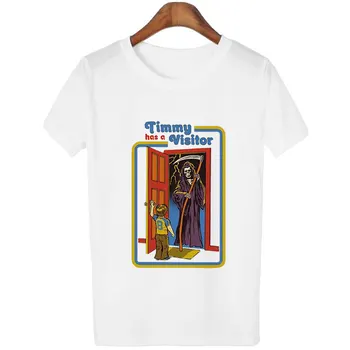 Harajuku Kawaii Drabužius, Vintage Marškinėlius 80s 90s Juokinga Tumblr T-shirt Timmy Yra Lankytojas Spausdinti Viršūnių O-kaklo trumpomis Rankovėmis Tees