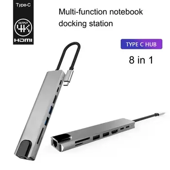 USB Tipo C Hub Adapteris Multifuctional Kortelių Skaitytuvas 6-1 Multiport Adapteris 4K HDMI PD RJ45 Nintendo Jungiklis Dokas