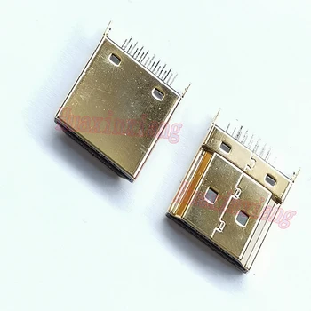 50PCS/Daug HDMI Male Jack/plug jungtis 19PIN 19P 1.6 MM 180 Laipsnių Auksu
