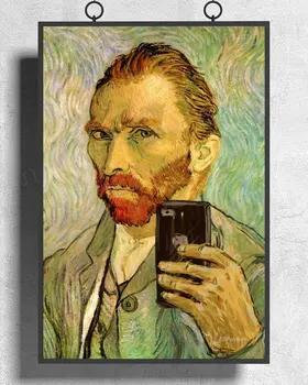 H238 Vincent Van Gogh Selfie Portretas Siena Lipdukas Šilko plakatus Namų Puošybai Kalėdų dovana