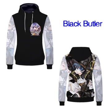 Black Butler Ciel Phantomhive Anime ilgomis Rankovėmis Hoodies Cosplay Kostiumų Animacinių filmų Kailis Atsitiktinis Gobtuvu Palaidinukė mens hoodies