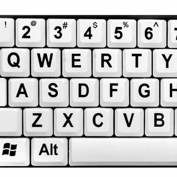 Didelis Spausdinimo USB Klaviatūrą, Juodos Raidės Baltos spalvos Mygtukai Didelis Kontrastas Kompiuterinių Žaidimų Klaviatūra Pro stambų Pagyvenusius ir Senus Žmones