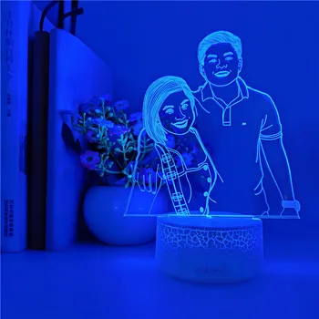 Pritaikyti 3D Naktį Šviesos Vestuvių Kalėdų Dovana Atostogų Šviesos Pasirinktinius Nuotraukų Išmaniųjų Telefonų Kontrolės Stalo Lempa Šalies Atmosferą