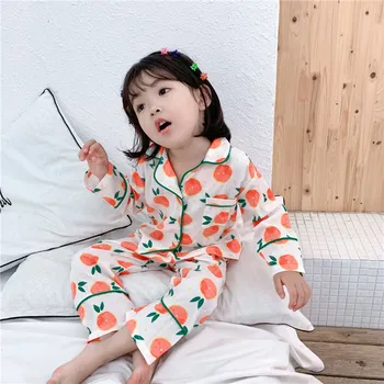 2019 Naujų Vaikai Pižama nustatyti Kūdikių Mergaitės, Nėriniai Sleepwear Medvilnės ilgomis Rankovėmis, Laisvalaikio Drabužiai Vaikams Pižama Mergina Drabužių Kostiumą, 2-8 metų amžiaus