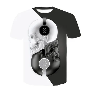 Lyprerazy Muzikos DJ Juodos ir Baltos spalvos marškinėliai vyrams 3D kaukolė juokinga spausdinti tees Hip Pop neutralus harajuku naują atsitiktinis negabaritinių marškinėliai