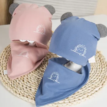 Kūdikių skrybėlę rudens/žiemos kūdikių vaisiaus bžūp miega bžūp animacinių filmų puloveris skrybėlę dviejų dalių trikampis šalikas naujagimiui priedai