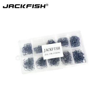 JACKFISH didelis anglies plieno karpių žvejybos kabliukai 500pcs/set 10 dydis 3#~12# pack jig galva karpių Žvejybos įrankiai, Reikmenys