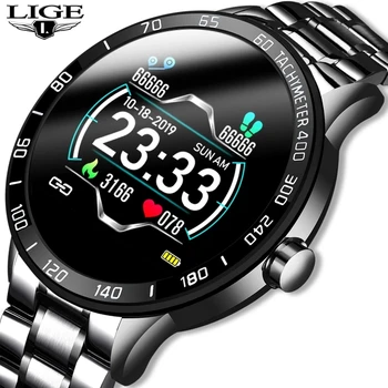 LIGE Smart Watch Vyrų Fitneso Tracker IP67 atsparus Vandeniui Širdies ritmas, Kraujo Spaudimas Pedometer 