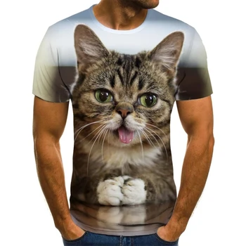 2020 Naujas Cool T-shirt Vyrai/Moterys 3d marškinėliai Spausdinimo dvi katės trumpomis Rankovėmis Vasarą Topai marškinėliai Vyrų XXS-6XL