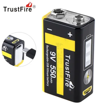 TrustFire 550mAh 9V Baterijos Įkrovimo USB Ličio Baterija su Saugos Vožtuvas LED Indikatorius Multimetras Mikrofonas