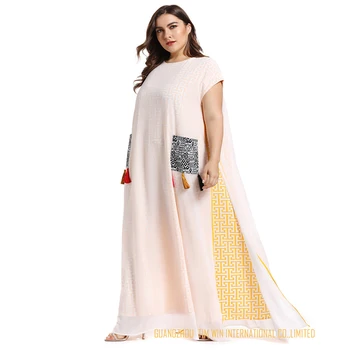 2021 Abaja Ilgai Pavasarį Moterų Ponios Suknelės Didelis Plius Dydis Mados Elegantiškas Siūlės Siuvinėjimo Ramadanas Akių Maxi Suknelė