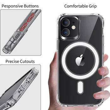 Originalus Aišku, Telefono dėklas Skirtas iPhone 12 Pro Max 12 Mini Atveju Skaidrios Magsafing Galinį Dangtelį Iphone 11 Pro Xs Max X XR