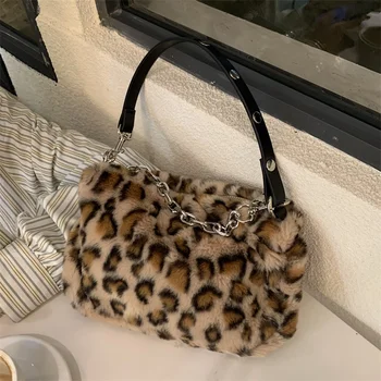 Kailio Maišelį gyvūnų spausdinti leopard krepšys moterims moteriški žieminiai šiltas entire krepšiai garsaus Prekės ženklo Didelės Talpos shoudler krepšys