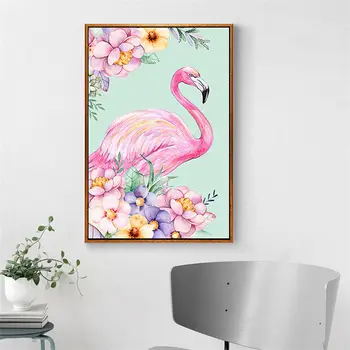 Plakatas Rožinis Vienaragis Fantazijos Gyvūnų Akvarelė Gėlių Flamingo Drobės Tapybos Šiaurės Šalių Sienos Meno Paveikslėlį, Mergaitė Kambario Apdaila