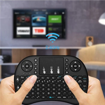 I8 Apšvietimu anglų rusų Mini Wireless Keyboard 2,4 GHz, 3 Spalvų Oro Pelė Su Touchpad Nuotolinio Valdymo Android TV Box