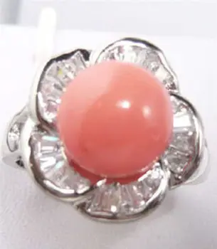 Kilniausių raudona sidabro Pardavimo Žavinga Noble jewelry Pink Coral Stam Dydis 6/7/8/9# motinos vestuvių papuošalai žiedai