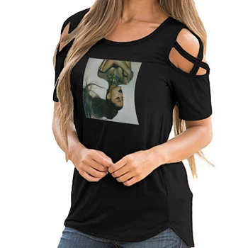 Ariana Grande Mados Spausdinti Off Peties T-marškinėliai Moterims Vasaros trumpomis Rankovėmis Tshirts 2019 Karšto Pardavimo Streetwear Tuščiaviduriai Viršūnės