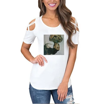 Ariana Grande Mados Spausdinti Off Peties T-marškinėliai Moterims Vasaros trumpomis Rankovėmis Tshirts 2019 Karšto Pardavimo Streetwear Tuščiaviduriai Viršūnės