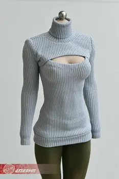 1/6 moterų kareivis modelis atidaryti krūtinės megztinis ilgomis rankovėmis megzti drabužiai Tinka 12