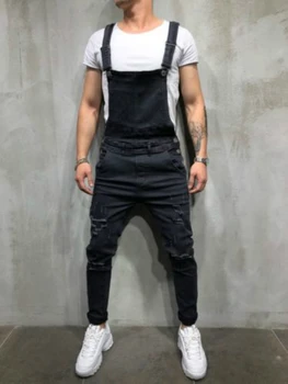 Dizaineris Prekės 2019 Vyrai Džinsinio audinio Staliaus darbo drabužiai Atsitiktinis Kelnės Palaidi Kelnės, Kelnės, kombinezonai su Antkrūtiniais Vyrų Mados Hip-Hop Jumpsuit Kelnės, kombinezonai su Antkrūtiniais