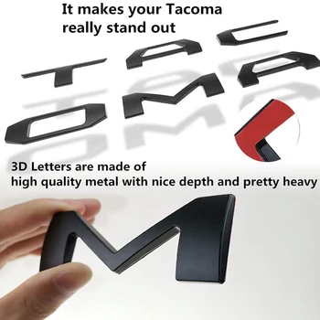3D Iškėlė Bagažinės Įterpti Raidžių Emblema Toyota Tacoma 2016-2019 Emblema Įdėklai (Matinis Juodas)