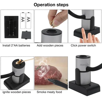 Nešiojamų Smoking Gun Virtuvės Maisto Rūkymo Mašina Su Pjuvenos Gali Būti Naudojamas Baras Mėsos Kepimo GRILIS Gėrimų Sūrio Kokteilis