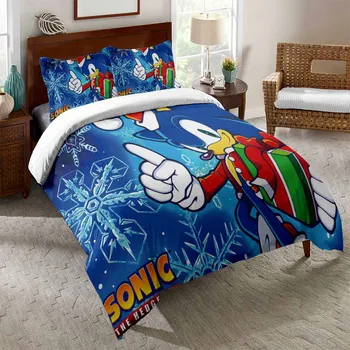 Nauja Mėlyna, Sonic The Hedgehog Patalynės Komplektas Animacinių filmų Suaugusiems, Vaikams, 3d Atspausdintas Antklode Padengti Rinkinys su Užvalkalas Twin Visą Karalienė King Size