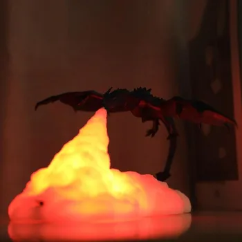 3d Spausdinimo Gaisro kvėpavimo Drakonas Lempos Nuotaika Minkšta Šviesa Vulkanas Ugnies Drakonas Nakties Žibintas Įkraunamas Žibintai Vaikas Miegamojo Puošmena