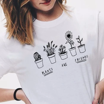 VEGANŲ Mielas Augalai Yra Draugai, Marškinėliai Viršuje Moterų Hipster Tumblr Juokingas Mielas Kietas Kawaii Vasaros Drabužių trumpomis Rankovėmis Tshirts