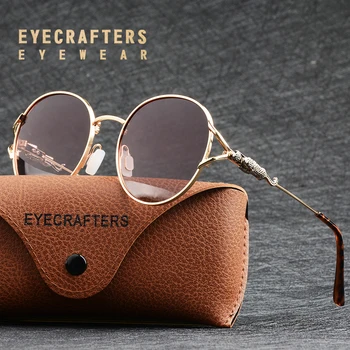 Eyecrafters Prabangos Prekės ženklo Dizaineris Moteriški Akiniai nuo saulės, Poliarizuoti Retro vairavimo Vintage Mados Ponios Veidrodinį Apvalūs Akiniai Atspalvių