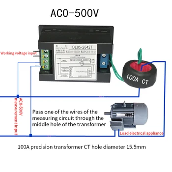 1 vnt Digital Voltmeter Ammeter 500V AC 100A Skydelis Amp Voltų Įtampa Srovės Matuoklis Testeris 0.39