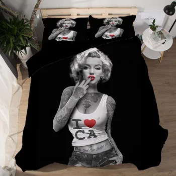 Marilyn Monroe Patalynės Komplektas Dainuoti Dvigubai Karalienė, Karalius Twin Visu Dydžiu Moteris juoda Antklode Padengti Antklodė Padengti Lova Padengti Pagalvių užvalkalai 3pcs