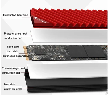 M. 2 SSD NVMe Šilumos Kriaukle heatsink M2 2280 SSD Kietąjį Diską, Aliuminio Heatsink M. 2 NGFF 2280 NVME SSD Šilumos Padas Aušintuvo