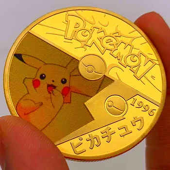 Pokemon Monetų Metalo Auksą, Sidabrą, Suvenyras, Dovana Meno Kolekcija Fizinio Pikachu Monetos BTC Atveju Antikos Imitacija Atminimo Žaislai
