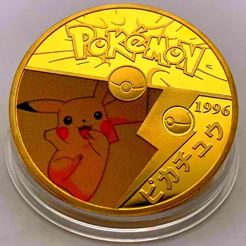 Pokemon Monetų Metalo Auksą, Sidabrą, Suvenyras, Dovana Meno Kolekcija Fizinio Pikachu Monetos BTC Atveju Antikos Imitacija Atminimo Žaislai