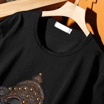 Street laisvalaikio naujas mados Dramblys modelis karšto deimantų short-sleeve t-shirt moterims, vasarą 2020 prarasti didelio dydžio Moterų topai