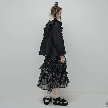 Imakokoni originalaus dizaino juodos polka dot trimatis kartus sijonas Japonijos plonas sijonas moterų vasaros 203000