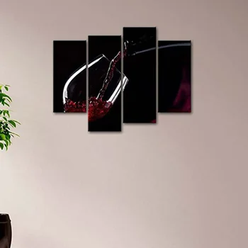 HD Drobės Cuadros Namų Puošybai 4 Str Vienetų/Set Raudonojo Vyno Stiklo Modernus Rėmas Sienų Paveikslai Spausdinami Modulinės Nuotrauką