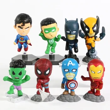 Marvel Keršytojas Superherojai Kapitonas Amerikos Hulk X-men žmogus-Voras Mini PVC Veiksmų Skaičius, Žaislai, Lėlės 8pcs/set