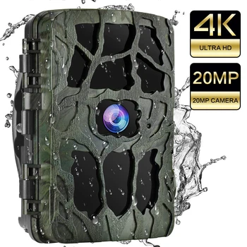 4K Takas Medžioklės Camera 20MP HD su Naktinio Matymo, Vandeniui Laukinių Gyvūnų Lauko Infraraudonųjų spindulių Kamera