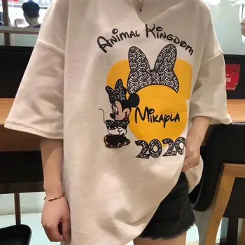 2020 animacinių filmų Mickey trumparankoviai marškinėliai moterų prarasti antkakliai su puse rankovėmis dugnas