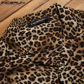 2021 Mados Leopardas Spausdinti Marškinėliai Vyrams, ilgomis Rankovėmis Šalies Klubą Marškinėliai Topai Streetwear Vyrų Camisa Masculina Plius Dydis INCERUN