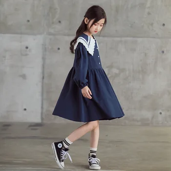 Naujas Mergaitės 2020 M. Rudenį Vaikų Drabužių Korėjos Stiliaus Lėlės Apykaklės Princesė Suknelės Paauglių Mergaičių Koledžas Stiliaus Suknelė, #9121
